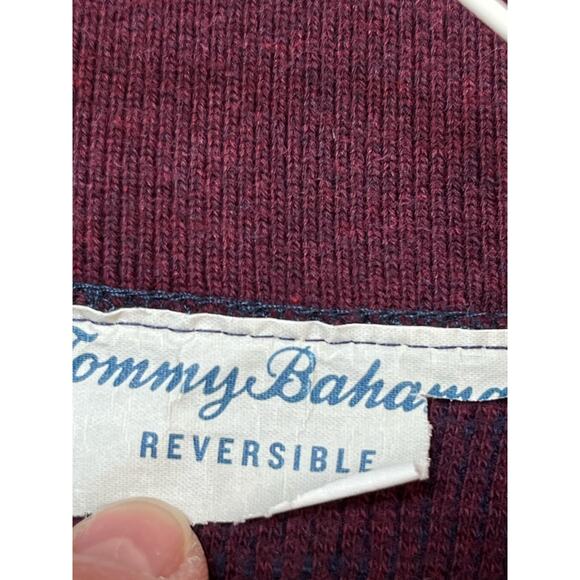 Tommy Bahama Men's XL Blue/Maroon Reversible 1/4 Zip Long Sleeve Sweater - Picture 3 of 10